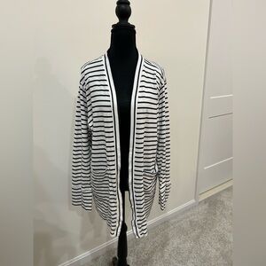 Lands’ End Black and White striped Duster